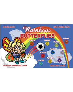 Rainbow Butterflies Soccer 13oz Vinyl Team Banner DIY Live Designer