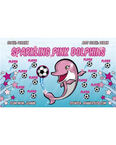 Sparkling Pink Dolphins Soccer 13oz Vinyl Team Banner DIY Live Designer