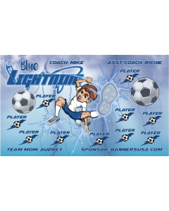 Blue Lightning Soccer 13oz Vinyl Team Banner DIY Live Designer