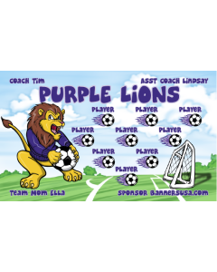 Purple Lions Soccer 13oz Vinyl Team Banner DIY Live Designer