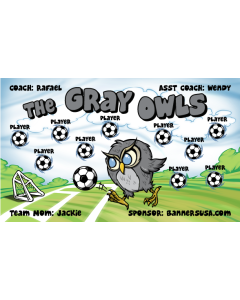 Gray Owls Soccer 13oz Vinyl Team Banner DIY Live Designer