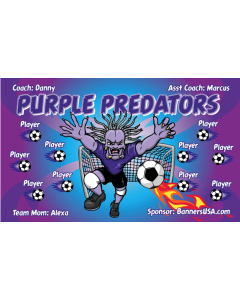 Purple Predators Soccer 13oz Vinyl Team Banner DIY Live Designer