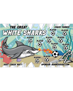 Great White Sharks Soccer 13oz Vinyl Team Banner DIY Live Designer