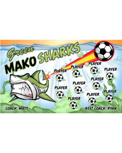 Green Mako Sharks Soccer 13oz Vinyl Team Banner DIY Live Designer