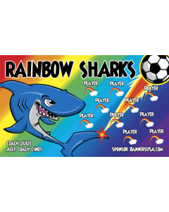 Rainbow Sharks Soccer 13oz Vinyl Team Banner DIY Live Designer