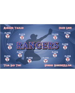 Rangers Baseball 13oz Vinyl Team Banner DIY Live Designer