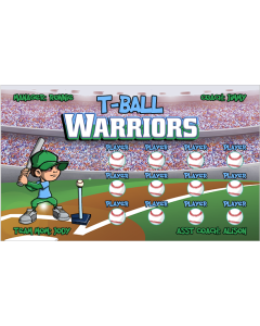 T-Ball Warriors Baseball 13oz Vinyl Team Banner DIY Live Designer