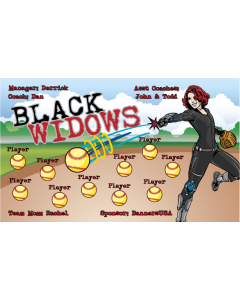 Black Widows Softball 13oz Vinyl Team Banner DIY Live Designer