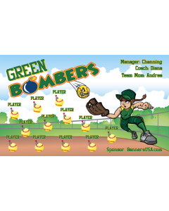 Green Bombers Softball 13oz Vinyl Team Banner DIY Live Designer