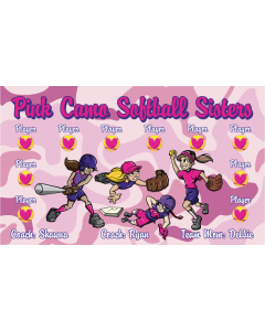 Pink Camo Softball Sisters Softball 13oz Vinyl Team Banner DIY Live Designer