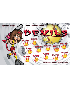 Devils Softball 13oz Vinyl Team Banner DIY Live Designer