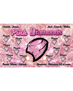 Pink Diamonds Softball 13oz Vinyl Team Banner DIY Live Designer