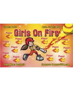 Girls on Fire Softball 13oz Vinyl Team Banner DIY Live Designer