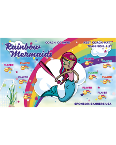 Rainbow Mermaids Softball 13oz Vinyl Team Banner DIY Live Designer