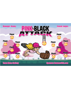 Pink & Black Attack Softball 13oz Vinyl Team Banner DIY Live Designer