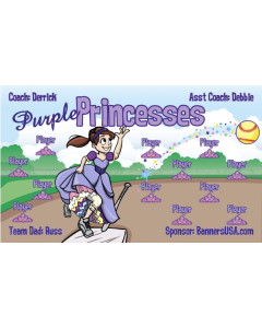 Purple Princesses Softball 13oz Vinyl Team Banner DIY Live Designer