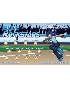 Blue Rock Stars Softball 13oz Vinyl Team Banner DIY Live Designer