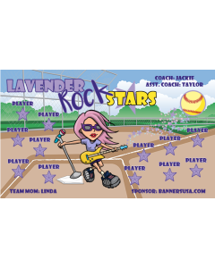 Lavender Rock Stars Softball 13oz Vinyl Team Banner DIY Live Designer