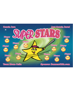 Super Stars Softball 13oz Vinyl Team Banner DIY Live Designer