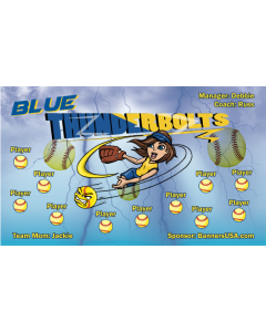 Blue Thunderbolts Softball 13oz Vinyl Team Banner DIY Live Designer