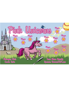 Pink Unicorns Softball 13oz Vinyl Team Banner DIY Live Designer