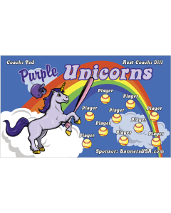 Purple Unicorns Softball 13oz Vinyl Team Banner DIY Live Designer