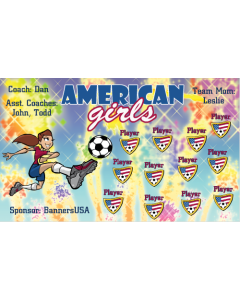 American Girls Soccer Vinyl Team Banner E-Z Order