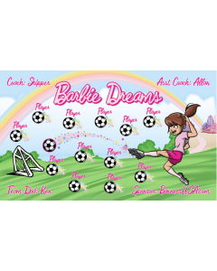 Barbie Dreams Soccer 13oz Vinyl Team Banner E-Z Order