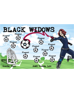 Black Widows Soccer 13oz Vinyl Team Banner E-Z Order