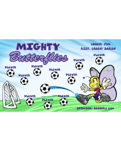 Mighty Butterflies Soccer 13oz Vinyl Team Banner E-Z Order