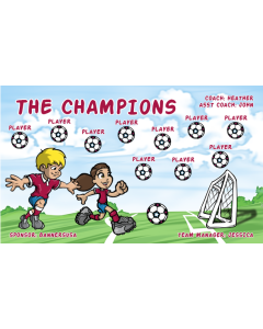 Champions Soccer 13oz Vinyl Team Banner E-Z Order