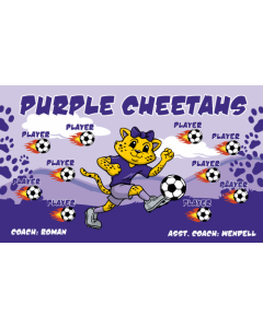 Purple Cheetahs Soccer 13oz Vinyl Team Banner E-Z Order