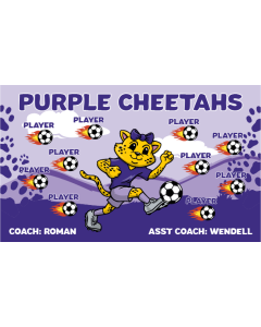 Purple Cheetahs Soccer 13oz Vinyl Team Banner E-Z Order