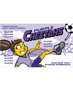 Purple Cheetahs Soccer 13oz Vinyl Team Banner E-Z Order