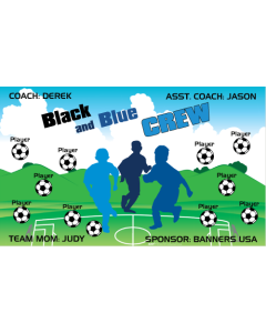 Black and Blue Crew Soccer 13oz Vinyl Team Banner E-Z Order