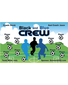 Black and Blue Crew Soccer 13oz Vinyl Team Banner E-Z Order