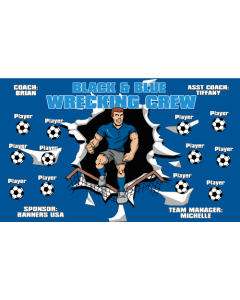 Black & Blue Crew Soccer 13oz Vinyl Team Banner E-Z Order