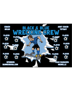 Black & Blue Crew Soccer 13oz Vinyl Team Banner E-Z Order