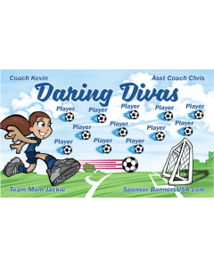 Daring Divas Soccer 13oz Vinyl Team Banner E-Z Order