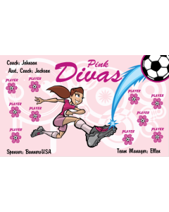 Pink Divas Soccer 13oz Vinyl Team Banner E-Z Order