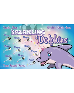 Sparkling Dolphins Soccer 13oz Vinyl Team Banner E-Z Order