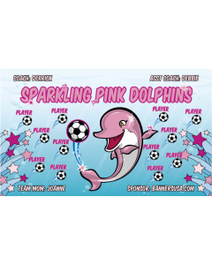 Sparkling Pink Dolphins Soccer 13oz Vinyl Team Banner E-Z Order