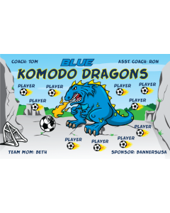 Blue Komodo Dragons Soccer 13oz Vinyl Team Banner E-Z Order