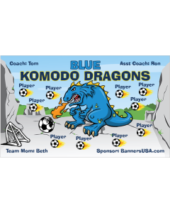 Blue Komodo Dragons Soccer 13oz Vinyl Team Banner E-Z Order