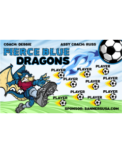 Fierce Blue Dragons Soccer 13oz Vinyl Team Banner E-Z Order