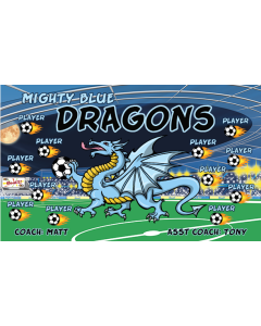 Mighty Blue Dragons Soccer 13oz Vinyl Team Banner E-Z Order