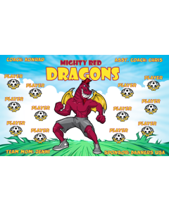 Mighty Red Dragons Soccer 13oz Vinyl Team Banner E-Z Order