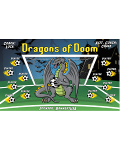 Dragons of Doom Soccer 13oz Vinyl Team Banner E-Z Order