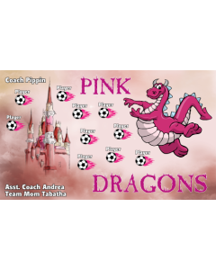Pink Dragons Soccer 13oz Vinyl Team Banner E-Z Order