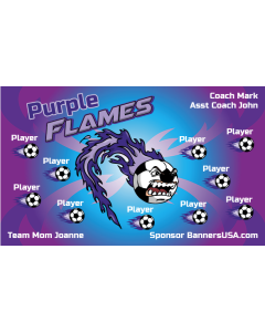 Purple Flames Soccer 13oz Vinyl Team Banner E-Z Order